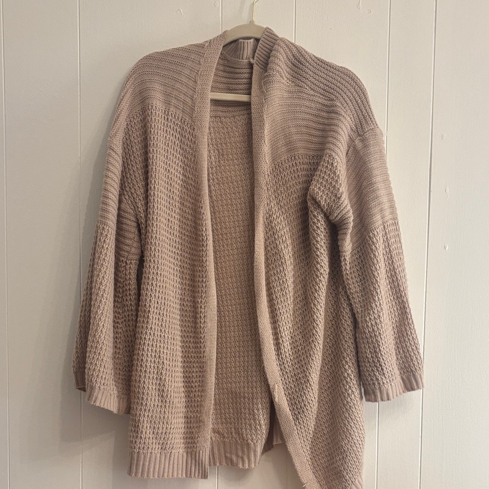 Women's Beige Open-Front Sweater